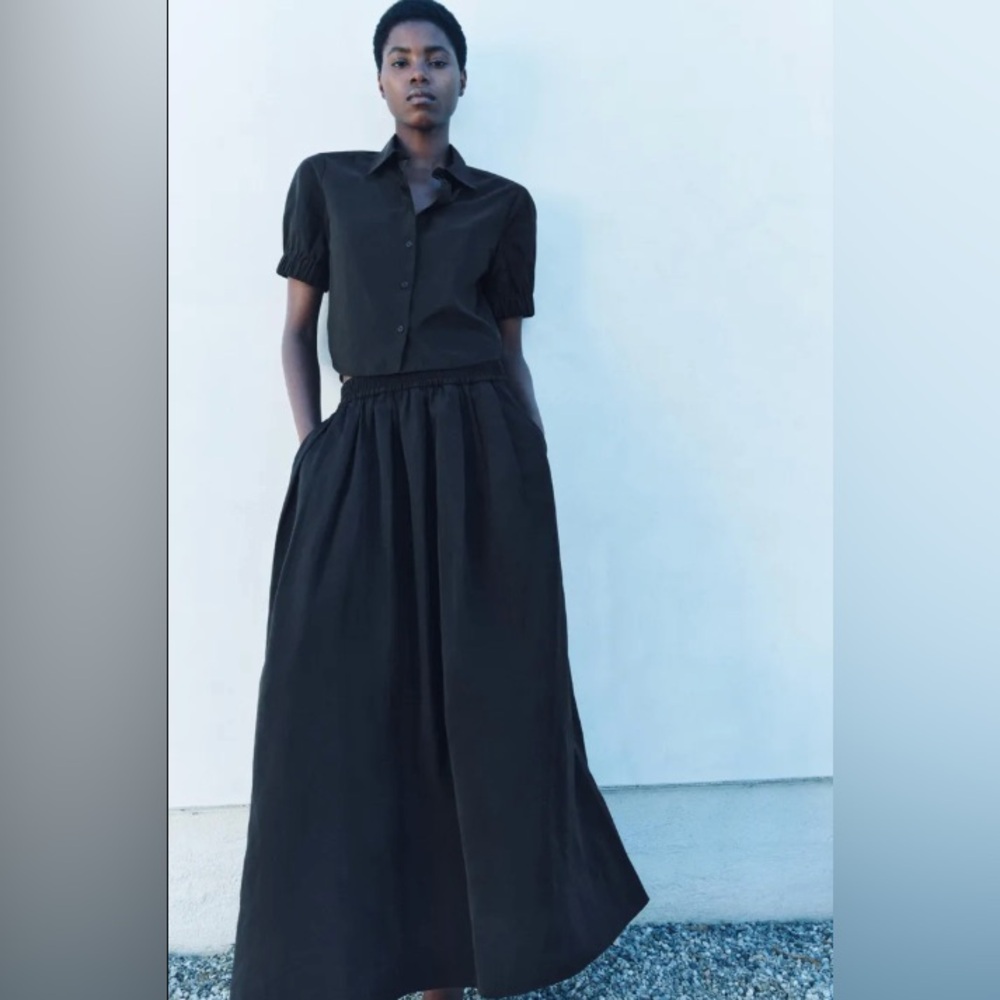 Zara Black Maxi Skirt Sz M/L NWT